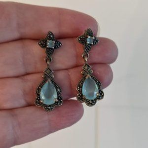 Sterling Silver Earrings with Semi-precious Stones - 925 A Thailand